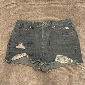 Forever 21 striped cutoff jean shorts, size 30